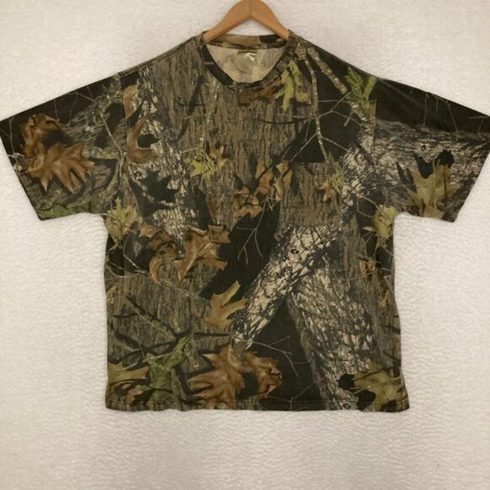 Mossy Oak Camo Shirt Mens 2XL Crewneck Hunting Gorpcore‎ Outdoor Pocket Tee
